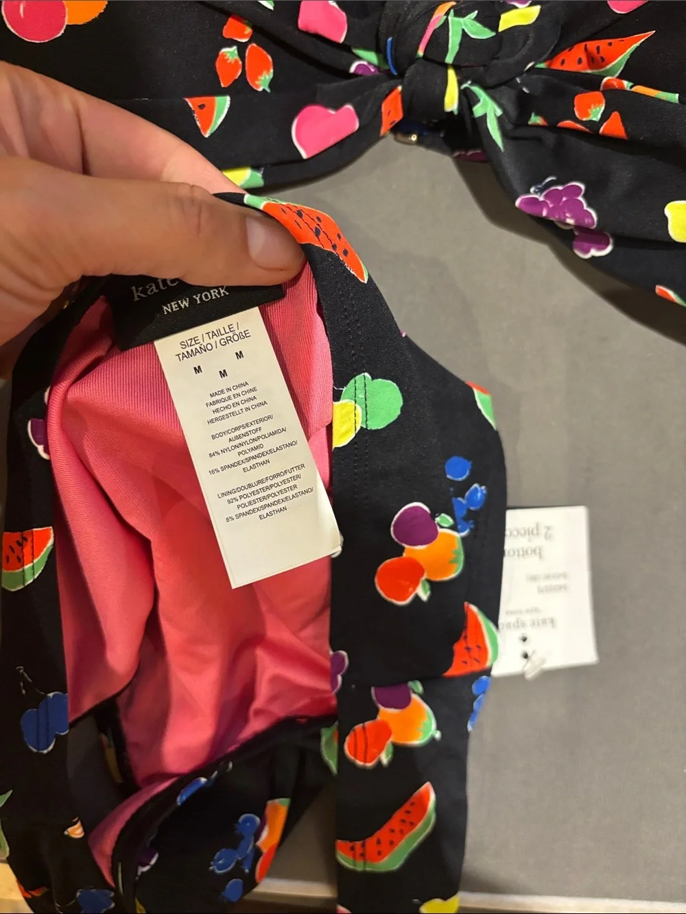 Kate Spade Fruits Bandeau Bikini Top & High-Cut Bottoms Swimsuit NWT Medium